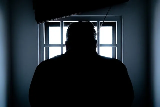 Silueta întunecată a unui bărbat stă cu spatele la cameră în fața unei ferestre prin care intră lumină albă.