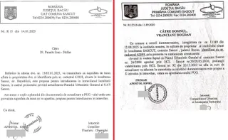 Două documente oficiale de la Primăria Sascut, datate 14.01.2025 și 11.09.2025, confirmă propunerea de includere a unor terenuri în intravilan.