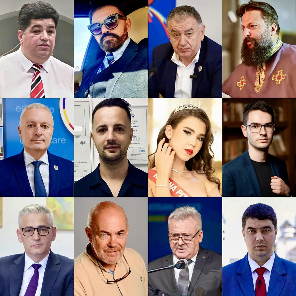 Un colaj format din fotografii de portret cu nouă persoane diferite, prezentate în cadre individuale de tip bust.