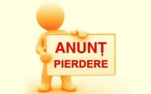 O figură tridimensională portocalie ține un panou dreptunghiular alb pe care scrie text roșu.