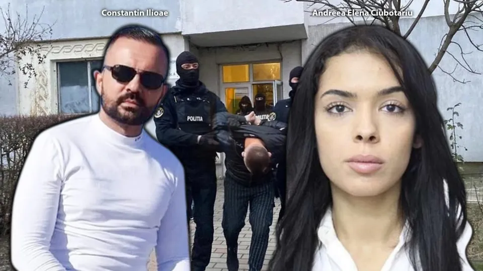 O compoziție cu un bărbat în alb la stânga, o femeie la dreapta și în fundal o scenă de arestare cu polițiști mascate și o persoană încătușată.
