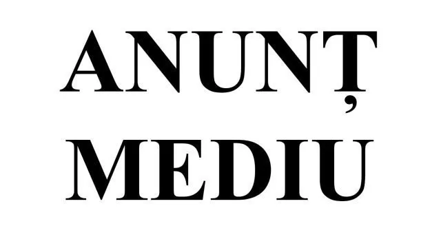 Cuvintele negre ANUNȚ și MEDIU sunt scrise cu litere mari pe un fundal alb.