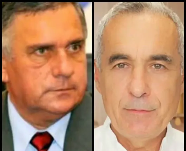 Colaj format din două portrete de prim-plan ale unor bărbați cu păr scurt, unul purtând sacou și cravată roșie, celălalt purtând o cămașă albă.