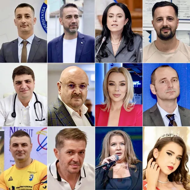 Un colaj format din portrete individuale ale unor persoane, prezentate de la bust în cadre de diferite dimensiuni și fundaluri.