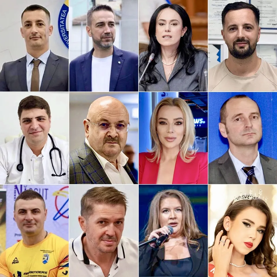 Un colaj format din portrete individuale ale unor persoane, prezentate de la bust în cadre de diferite dimensiuni și fundaluri.