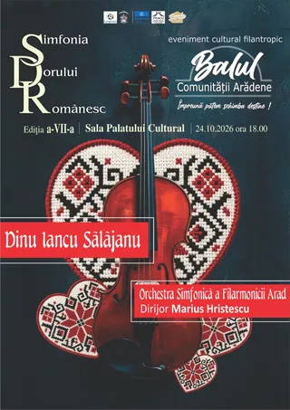 Un violon este așezat în fața unor modele de broderie tradițională pe un fundal închis.