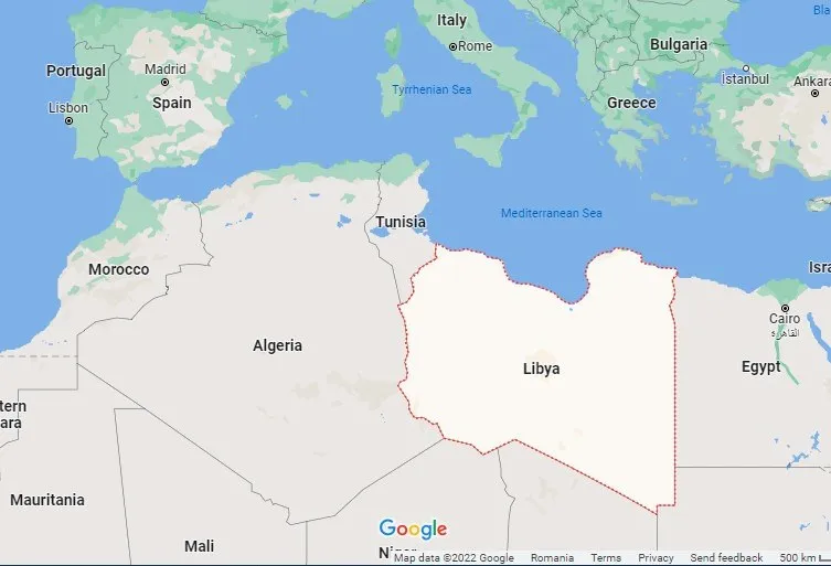 O hartă a regiunii mediteraneene care include Africa de Nord, Europa de Sud și Turcia, evidențiind țări precum Libia, Tunisia și Algeria.