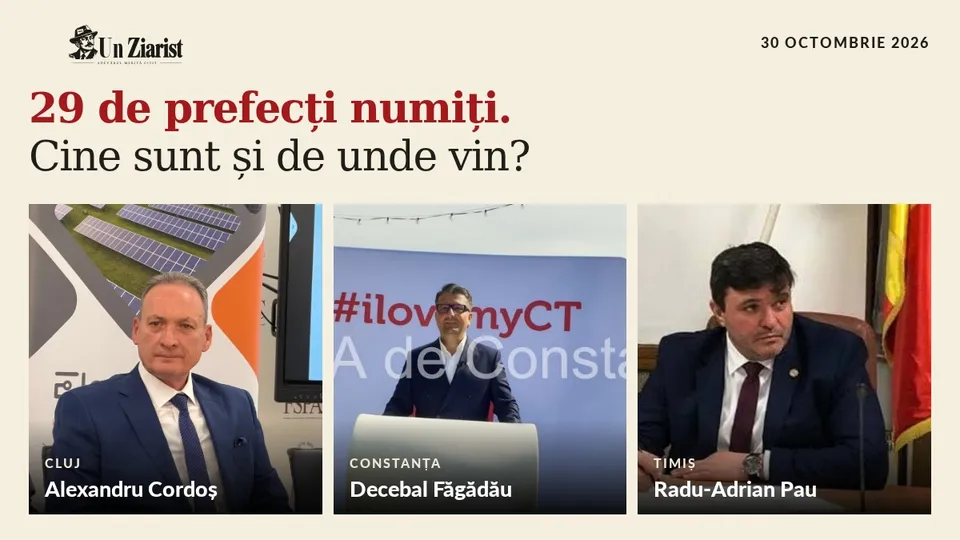 Montaj editorial: Alexandru Cordoș, Decebal Făgădău și Radu-Adrian Pau, trei dintre cei 29 de prefecți numiți pe 30 octombrie 2026